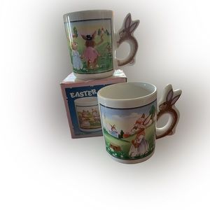 Vintage Easter Bunny Ceramic Coffee Mug - Set Of 2 plus One Original Box
